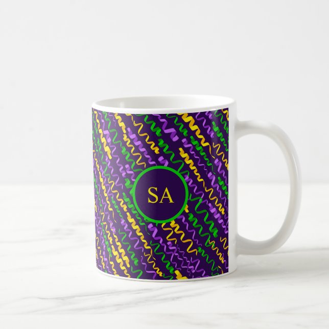 Mardi Gras Green Golden Lila Ribbons Kaffeetasse (Rechts)