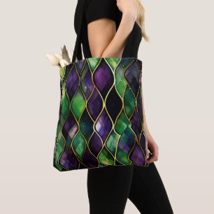 MARDI GRAS GREEN & LILA DIAMOND PATTERN