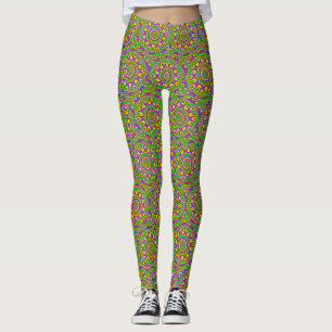 Mardi Gras Green Yellow Lila Pattern Mandala Leggings