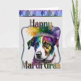 Mardi Gras Greeting Card, Mardi Gras Jack Russell Karte
