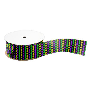 Mardi Gras grün, gelb, Lila Beads auf schwarz Ripsband