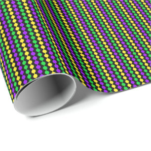 Mardi Gras Grün, Gelb, Lila Perlen auf Schwarz Geschenkpapier