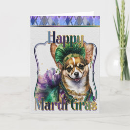 Mardi Gras Grußkarte, Mardi Gras Chihuahua Karte