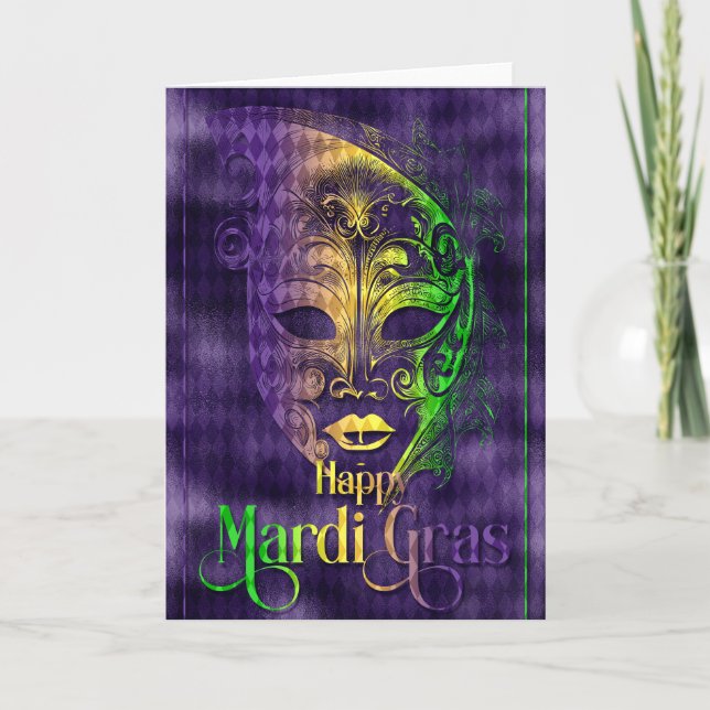 Mardi Gras Grußkarte, Mardi Gras Maske Karte (Vorderseite)
