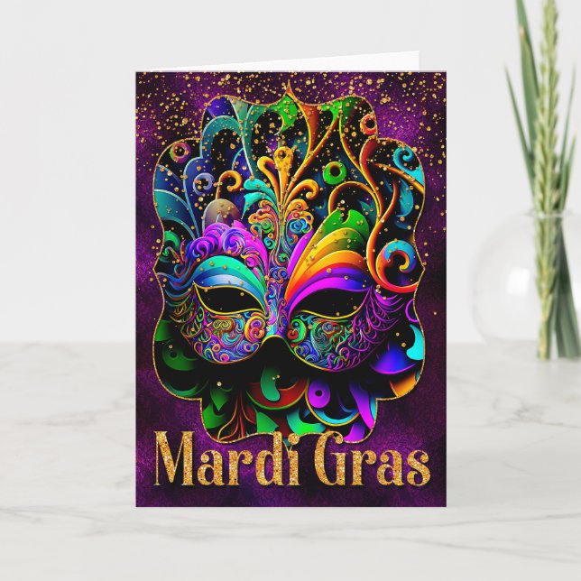 Mardi Gras Grußkarte, Mardi Gras Maske Karte (Vorderseite)