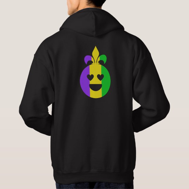 Mardi Gras Happy Face Lächeln Fleur-de-Lis Funny Hoodie (Rückseite)