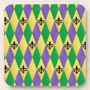Mardi Gras Harlekin Fleur De Lis Getränkeuntersetzer