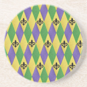 Mardi Gras Harlekin Fleur De Lis Getränkeuntersetzer
