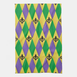 Mardi Gras Harlekin Fleur De Lis Küchentücher