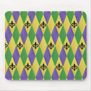 Mardi Gras Harlekin Fleur De Lis Mousepad