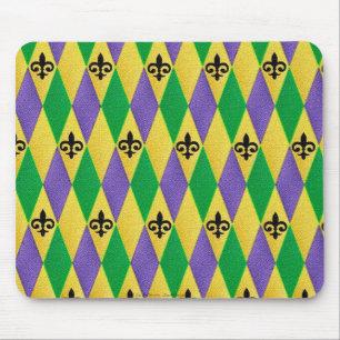 Mardi Gras Harlekin Fleur De Lis Mousepad
