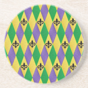 Mardi Gras Harlekin Fleur De Lis Sandstein Untersetzer