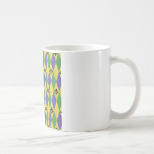 Mardi Gras Harlekin Fleur De Lis Tasse