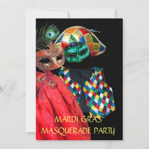MARDI GRAS HARLEQUIN COSTUME MASQUERADE PARTY EINLADUNG
