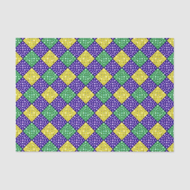 Mardi Gras Harlequin Diamond Karnevalsmuster Seidenpapier (Vorderseite)