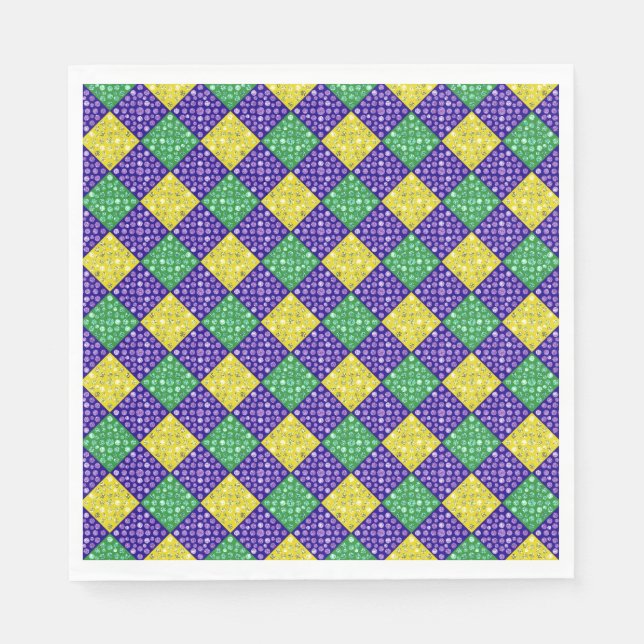 Mardi Gras Harlequin Diamond Karnevalsmuster Serviette (Vorderseite)