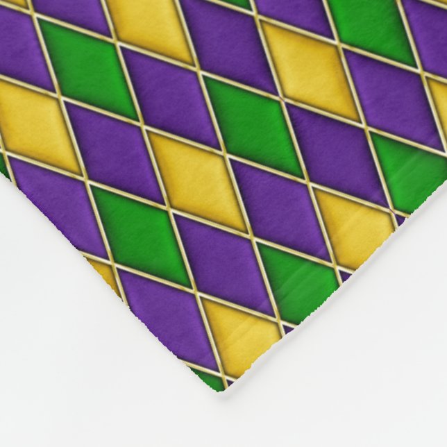 Mardi Gras Harlequin Diamond Pattern Fleecedecke (Ecke)