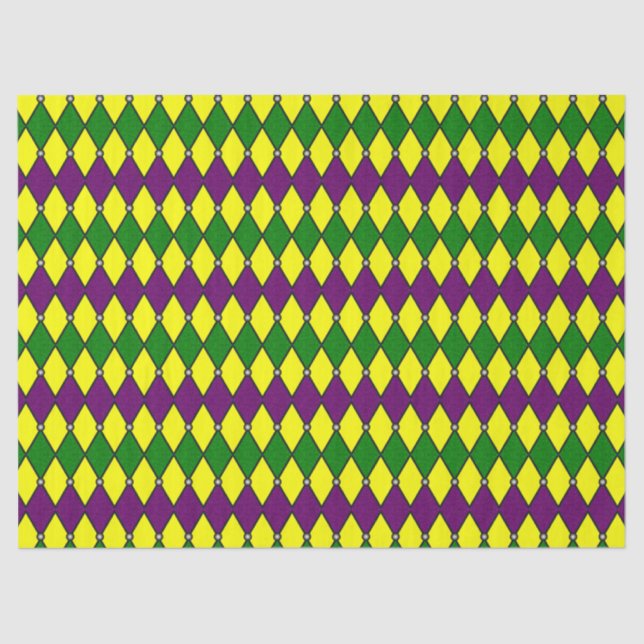 Mardi Gras Harlequin Diamond Pattern Seidenpapier (Vorderseite)