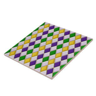 Mardi Gras Harlequin Diamond Pattern Tiles Fliese