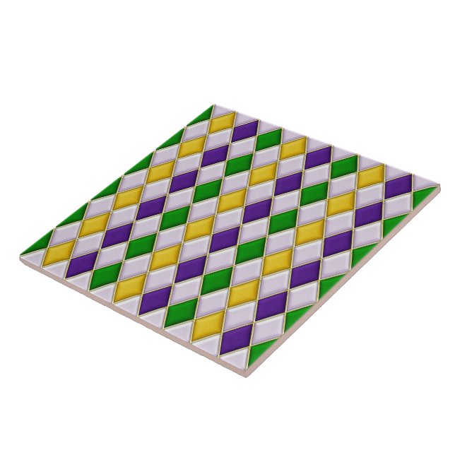 Mardi Gras Harlequin Diamond Pattern Tiles Fliese (Seite)