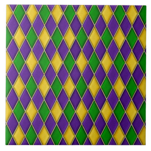 Mardi Gras Harlequin Diamond Pattern Tiles Fliese