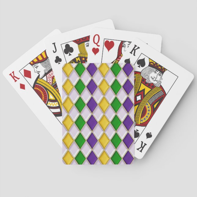 Mardi Gras Harlequin Diamond Pattern White Spielkarten (Rückseite)