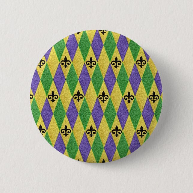 Mardi Gras Harlequin Lilie Button (Vorderseite)