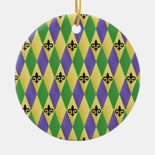 Mardi Gras Harlequin Lilie Keramik Ornament (Vorne)