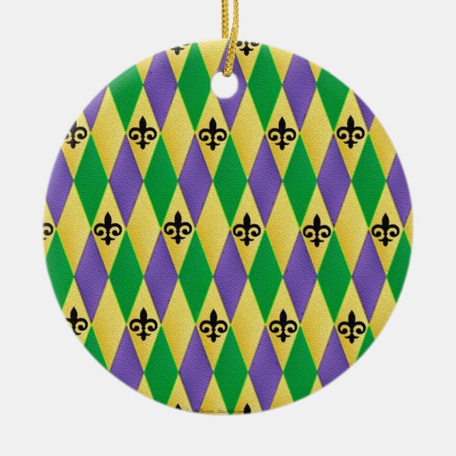 Mardi Gras Harlequin Lilie Keramikornament (Vorne)