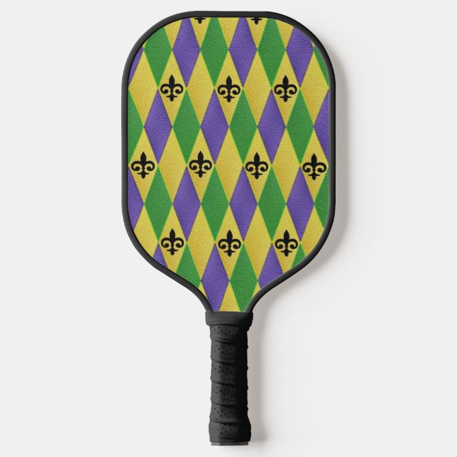 Mardi Gras Harlequin Lilie Pickleball Schläger (Vorderseite)