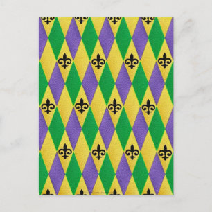 Mardi Gras Harlequin Lilie Postkarte