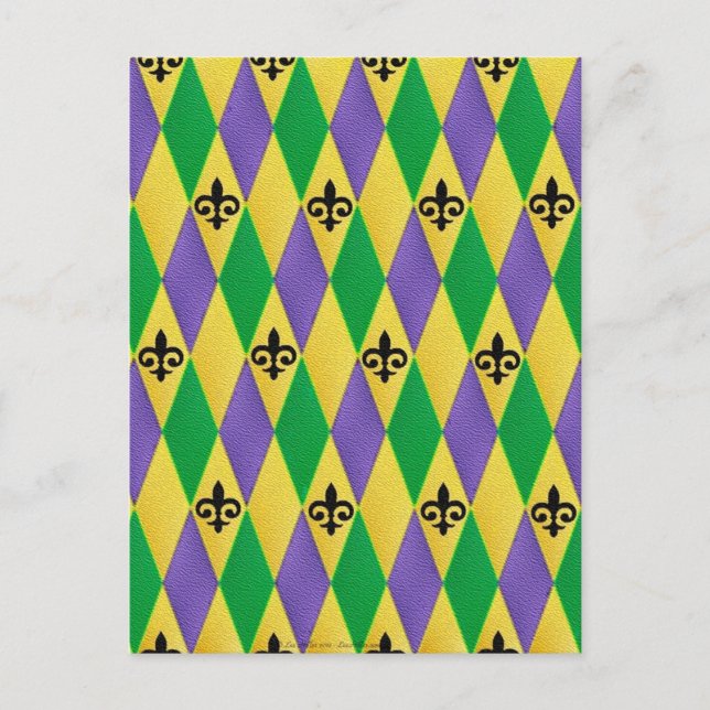 Mardi Gras Harlequin Lilie Postkarte (Vorderseite)