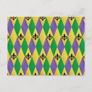 Mardi Gras Harlequin Lilie Postkarte