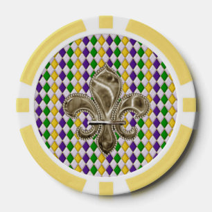 Mardi Gras Harlequin Muster 2 mit Lilie Pokerchips