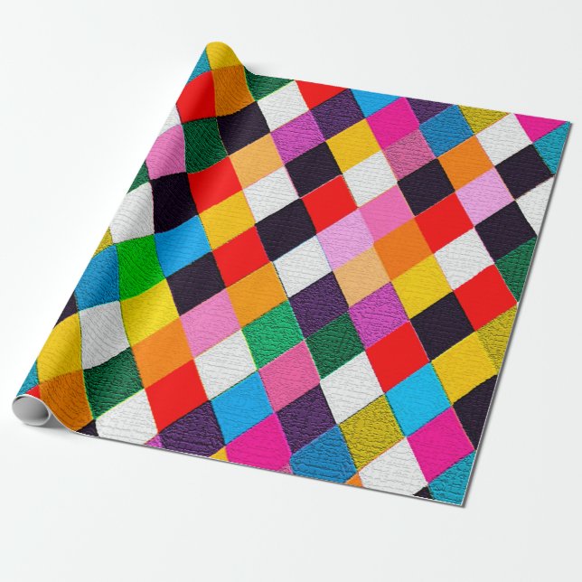 MARDI GRAS HARLEQUIN PATTERN Farbenfrohe Rhombi Geschenkpapier (Ungerollt)