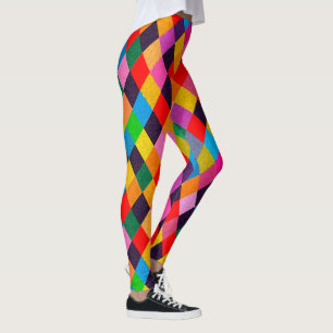 MARDI GRAS HARLEQUIN PATTERN Farbenfrohe Rhombi Leggings