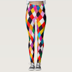 MARDI GRAS HARLEQUIN PATTERN Farbenfrohe Rhombi Leggings