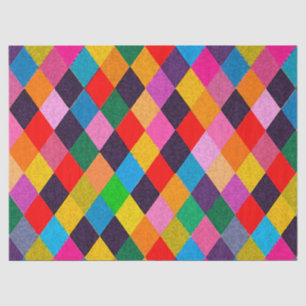 MARDI GRAS HARLEQUIN PATTERN Farbenfrohe Rhombi Seidenpapier