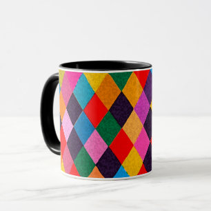 MARDI GRAS HARLEQUIN PATTERN Farbenfrohe Rhombi Tasse