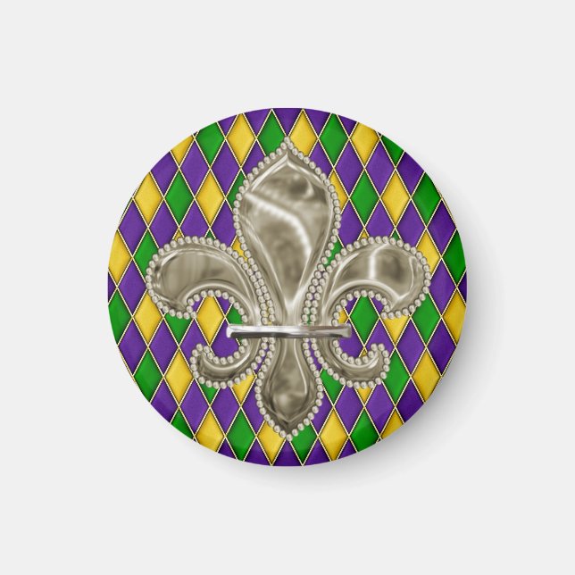 Mardi Gras Harlequin Pattern Lilie Magnet (Vorne)