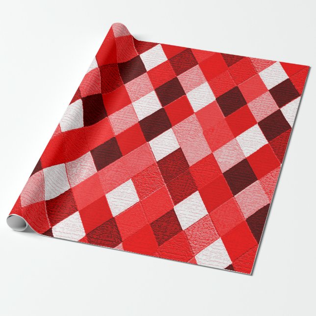 MARDI GRAS HARLEQUIN PATTERN Red Pink White Rhombi Geschenkpapier (Ungerollt)
