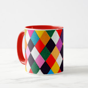 MARDI GRAS HARLEQUIN PATTERN Tasse Rhombi