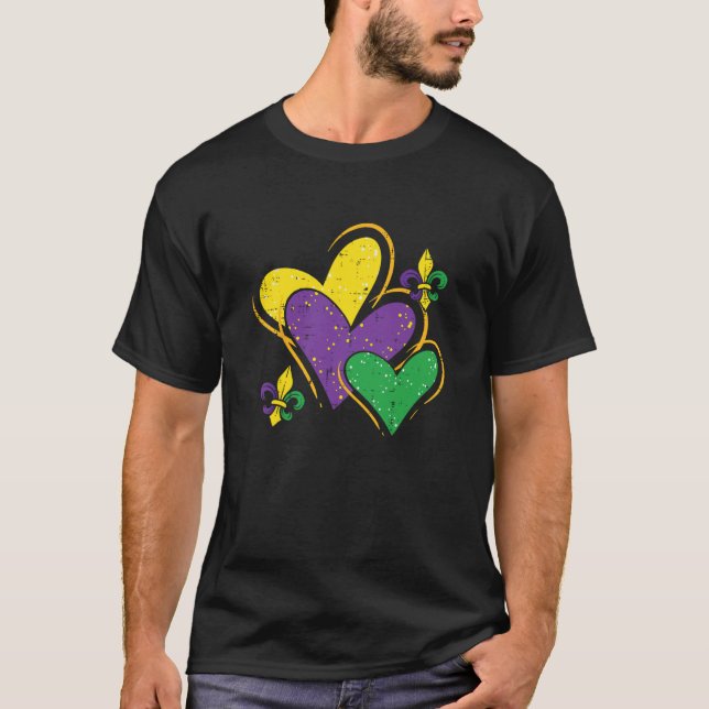Mardi Gras Hearts Cute Outfit Women Girls Kids T-Shirt (Vorderseite)