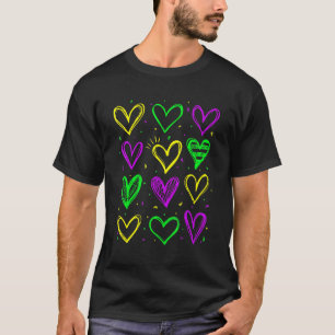 Mardi Gras Hearts Mardi Gras Liebe Mardi Gras Cost T-Shirt