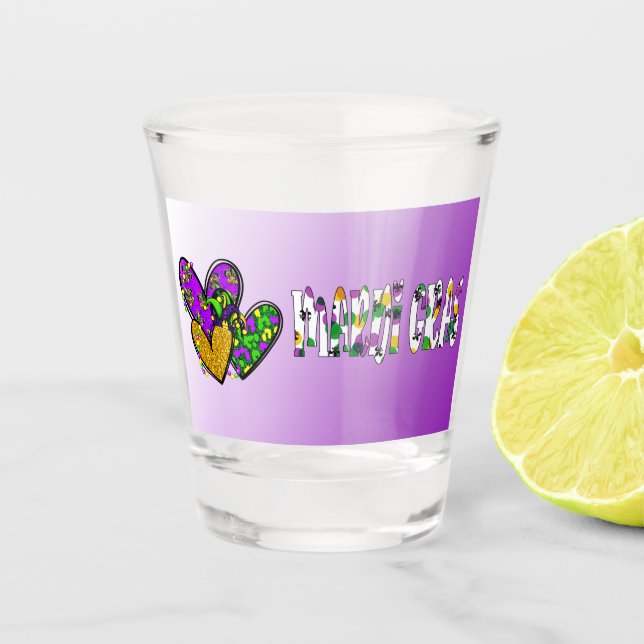 Mardi Gras Hearts Schnapsglas (Vorderseite)