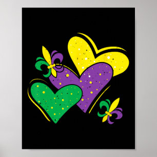 Mardi Gras Herz Outfit Girls Kind Poster