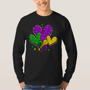 Mardi Gras Herzen Liebe Mardi Gras Fleur De Lys Fe T-Shirt