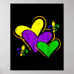 Mardi Gras Herzen Süße Outfit Frauen Mädchen Kinde Poster