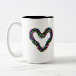 Mardi Gras Herzperlen Violett Gold Grün Festlich  Zweifarbige Tasse