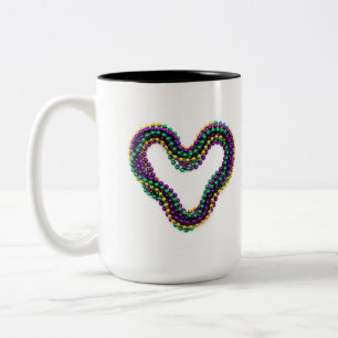 Mardi Gras Herzperlen Violett Gold Grün Festlich Zweifarbige Tasse